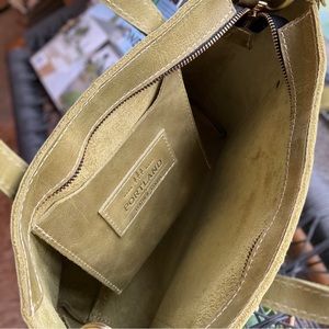 Portland Leather medium crossbody tote in sage green almost perfect.